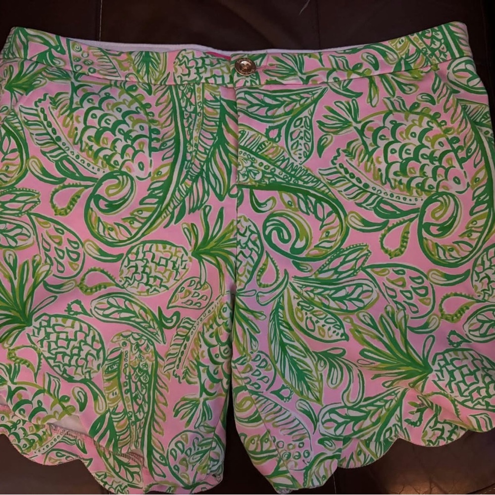 Lilly Pulitzer Vibrant Pink and Green Tropical Shorts